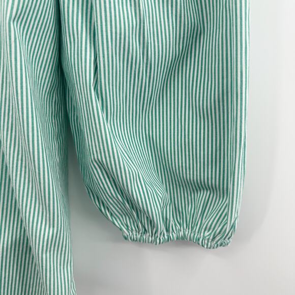 Vinyard Vines Striped Pintuck Long Sleeve Top in Stripe Seawall Green Size S - Picture 8 of 11